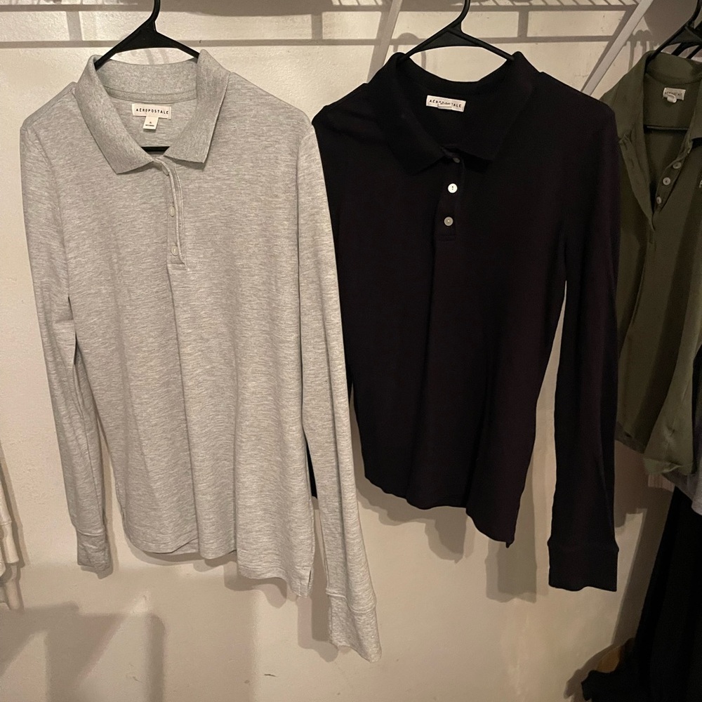 Aeropostale Long Sleeve Tees - Gray and Black